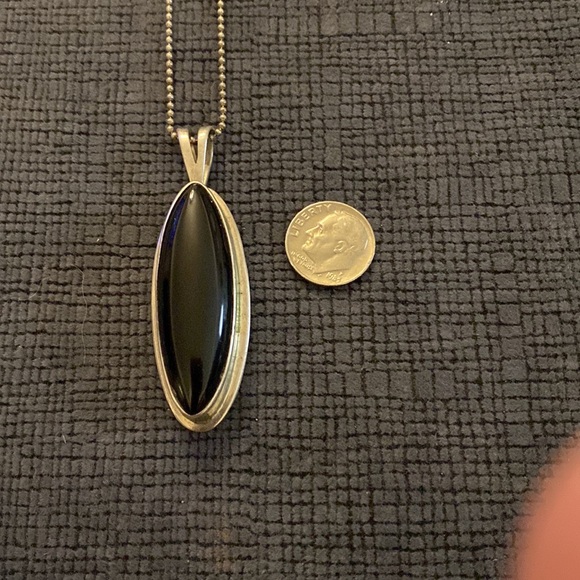 Sterling Silver and Onyx Handmade Necklace - Picture 4 of 5